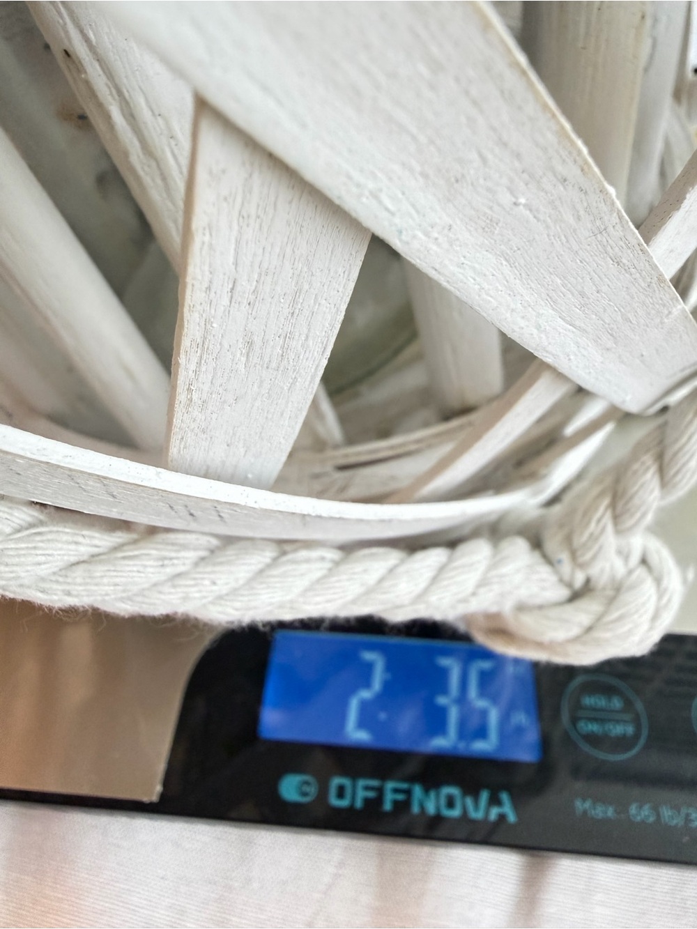 Vintage Boho White Bamboo Hanging Lantern Candle Holder | Coastal Cottage Decor - Picture 5 of 5
